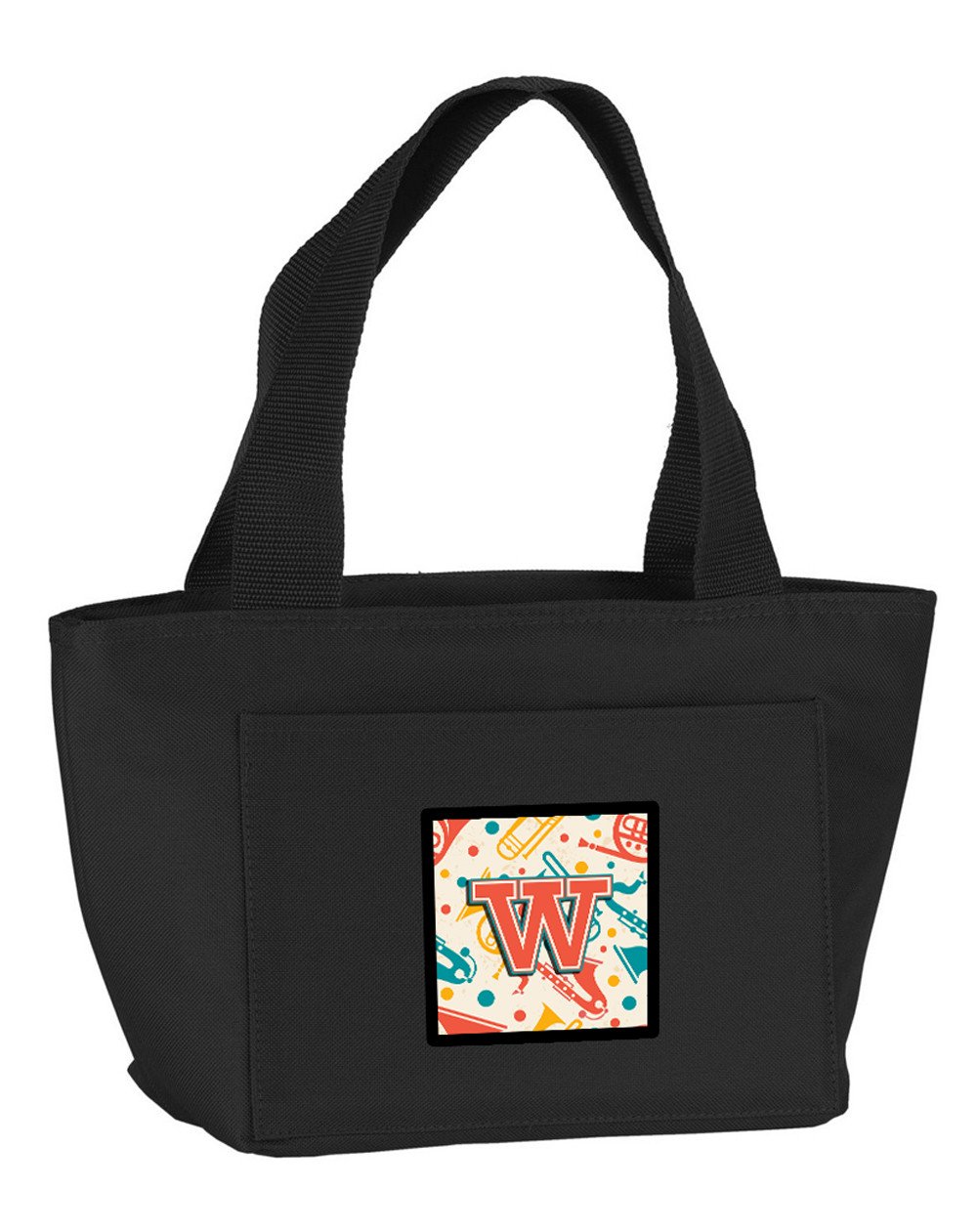 Letter W Retro Teal Orange Musical Instruments Initial Lunch Bag CJ2001-WBK-8808 by Caroline&#39;s Treasures