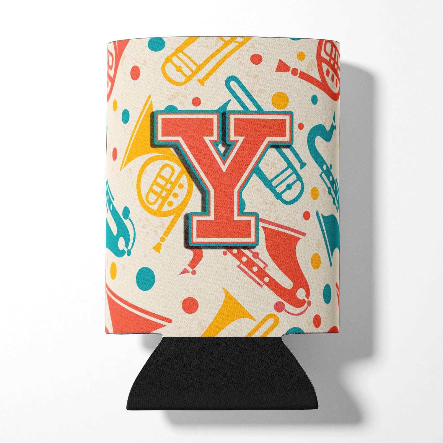 Letter Y Retro Teal Orange Musical Instruments Initial Can or Bottle Hugger CJ2001-YCC.