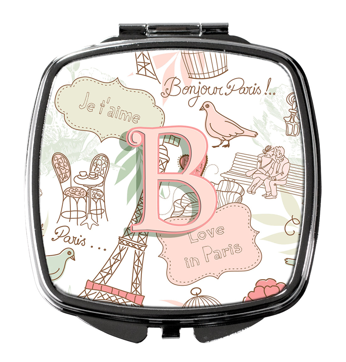 Letter B Love in Paris Pink Compact Mirror CJ2002-BSCM  the-store.com.