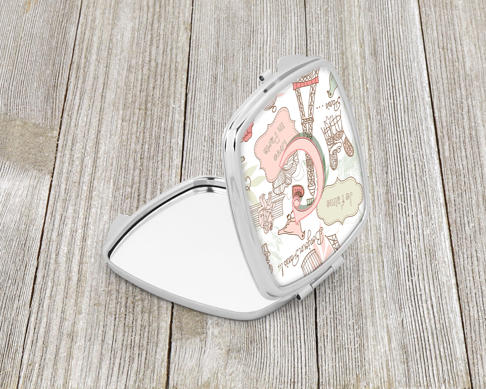 Letter C Love in Paris Pink Compact Mirror CJ2002-CSCM  the-store.com.