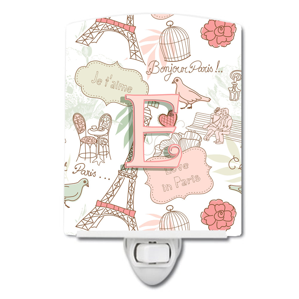 Letter E Love in Paris Pink Ceramic Night Light CJ2002-ECNL - the-store.com