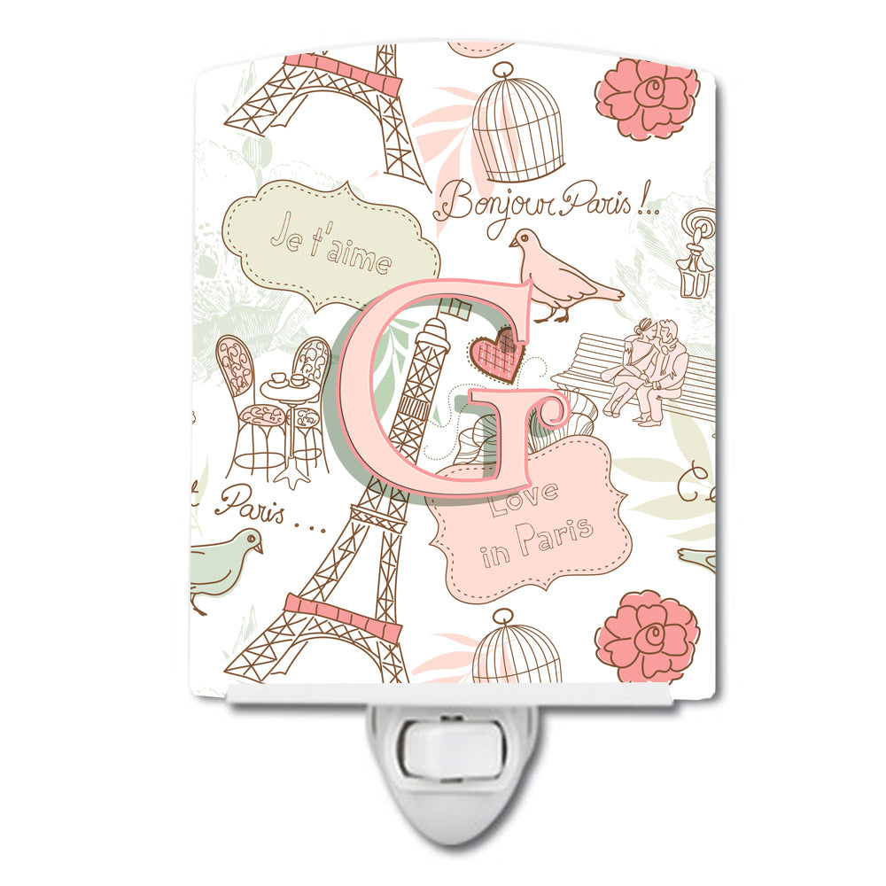 Letter G Love in Paris Pink Ceramic Night Light CJ2002-GCNL - the-store.com