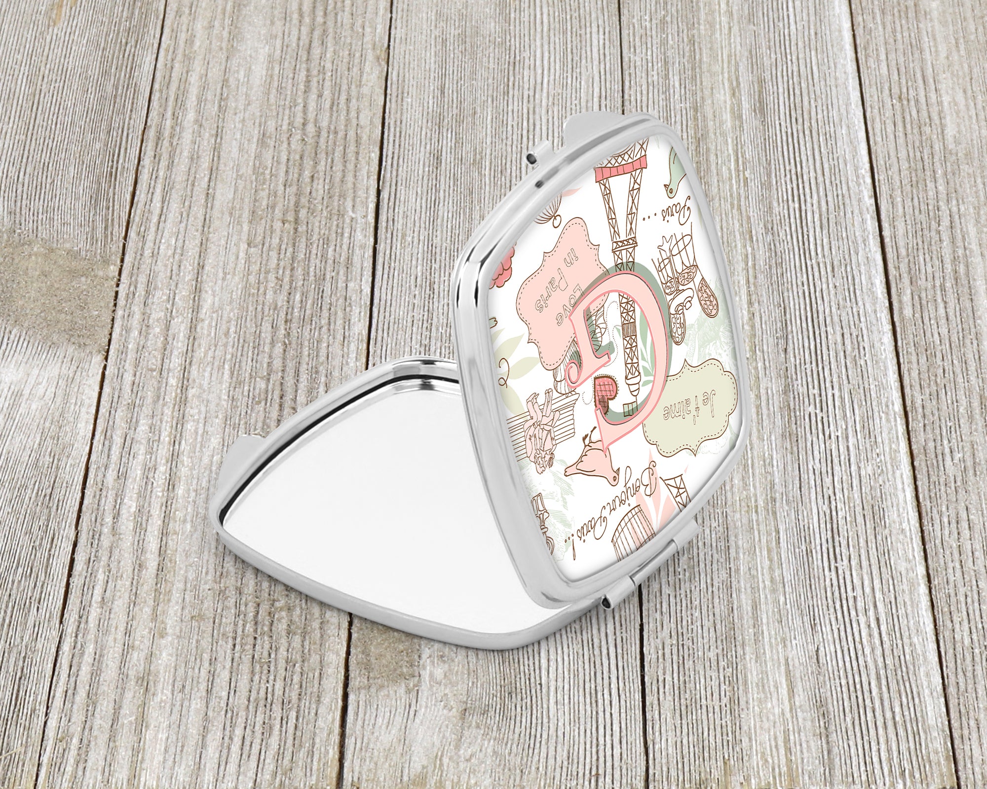 Letter G Love in Paris Pink Compact Mirror CJ2002-GSCM  the-store.com.