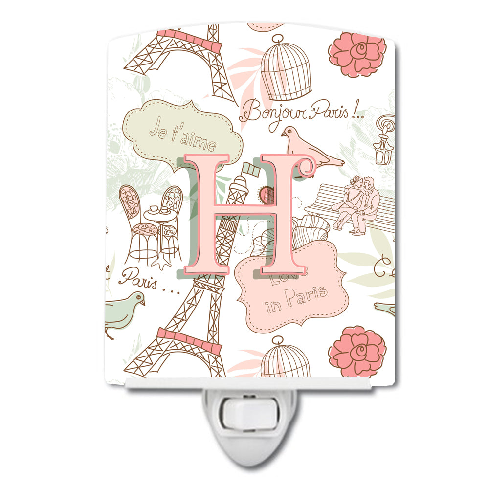 Letter H Love in Paris Pink Ceramic Night Light CJ2002-HCNL - the-store.com