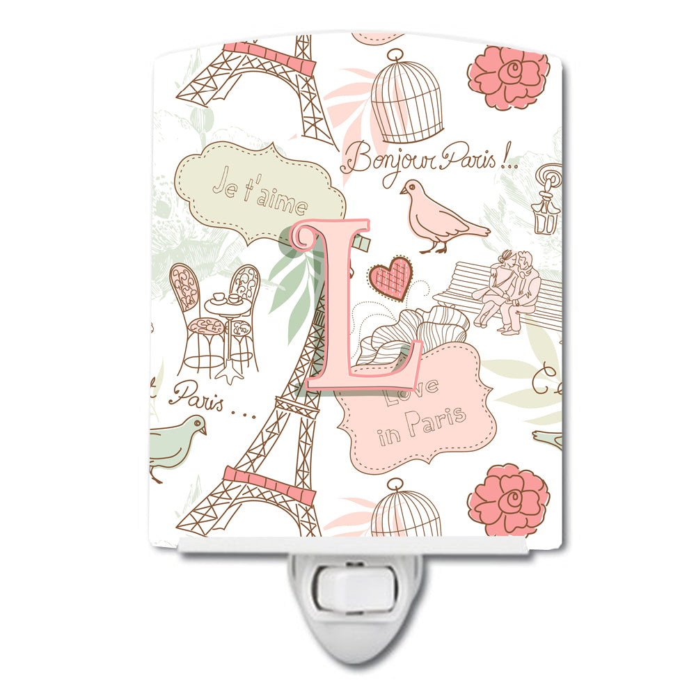 Letter L Love in Paris Pink Ceramic Night Light CJ2002-LCNL - the-store.com