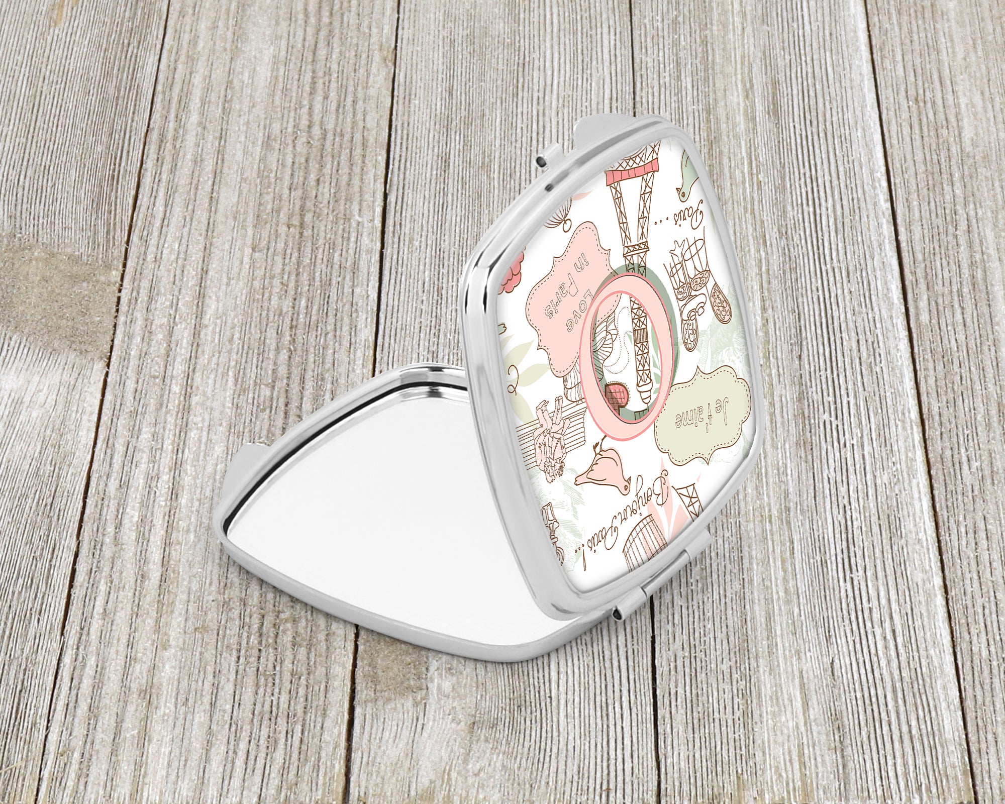 Letter O Love in Paris Pink Compact Mirror CJ2002-OSCM  the-store.com.