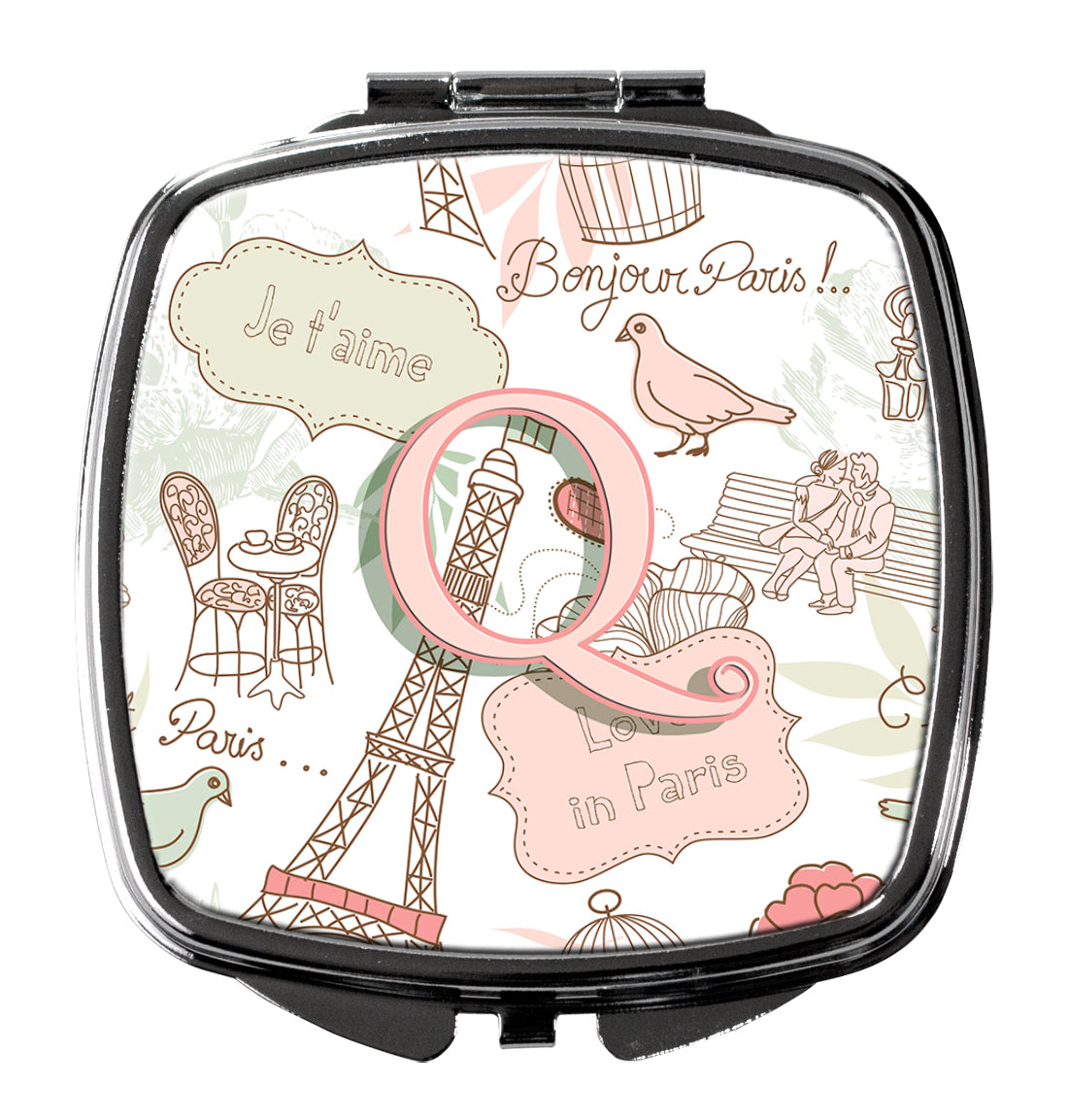 Letter Q Love in Paris Pink Compact Mirror CJ2002-QSCM  the-store.com.