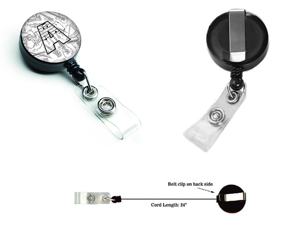 Letter A Musical Note Letters Retractable Badge Reel CJ2007-ABR  the-store.com.