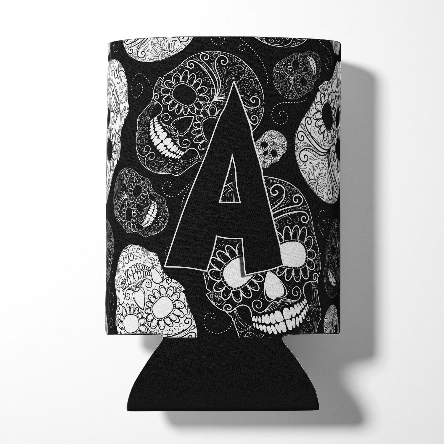 Letter A Day of the Dead Skulls Black Can or Bottle Hugger CJ2008-ACC.