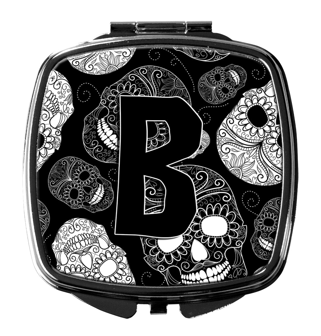 Letter B Day of the Dead Skulls Black Compact Mirror CJ2008-BSCM  the-store.com.