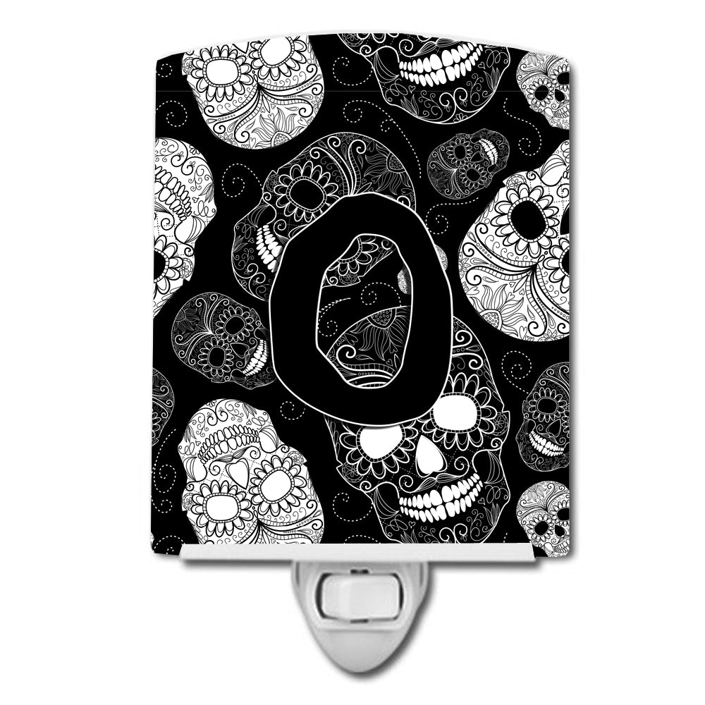 Letter O Day of the Dead Skulls Black Ceramic Night Light CJ2008-OCNL - the-store.com