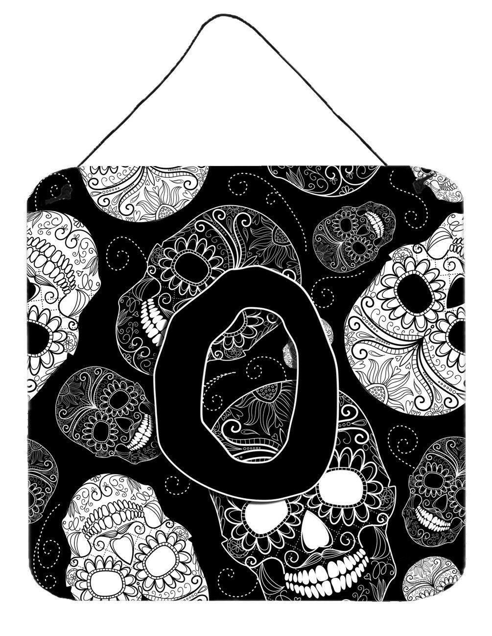 Letter O Day of the Dead Skulls Black Wall or Door Hanging Prints CJ2008-ODS66 by Caroline's Treasures