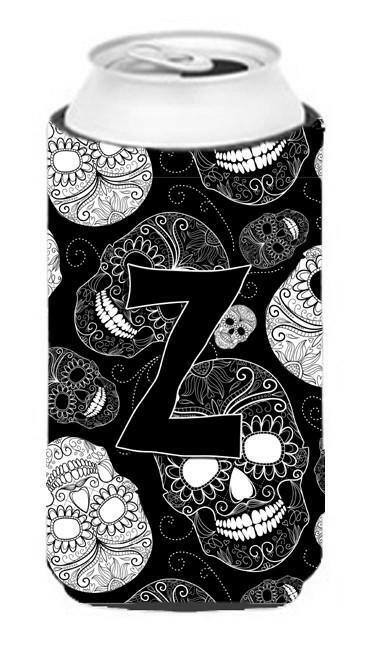 Letter Z Day of the Dead Skulls Black Tall Boy Beverage Insulator Hugger CJ2008-ZTBC by Caroline&#39;s Treasures