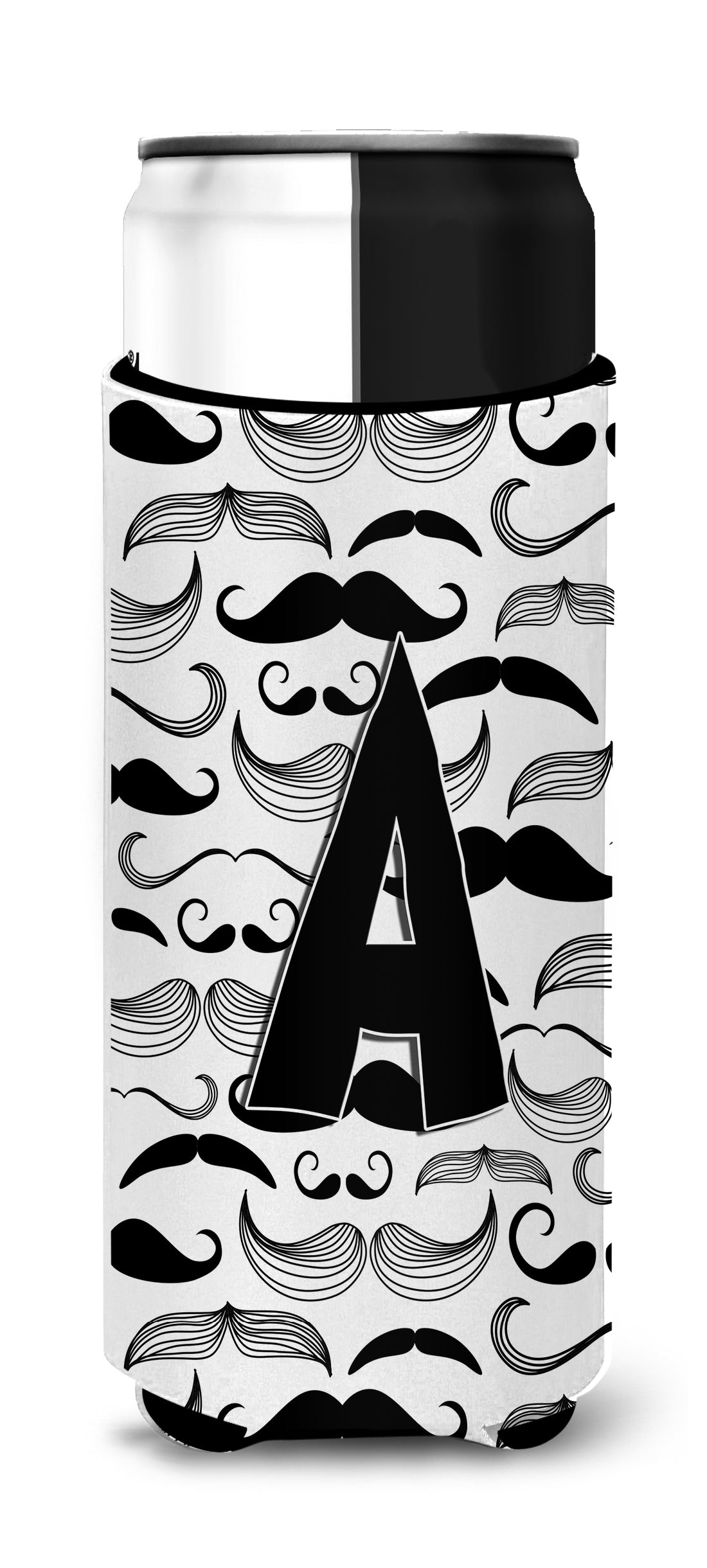 Letter A Moustache Initial Ultra Beverage Insulators for slim cans CJ2009-AMUK.