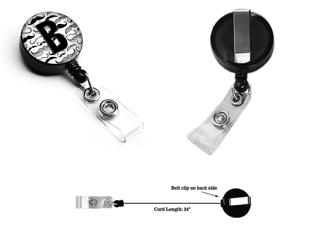 Letter B Moustache Initial Retractable Badge Reel CJ2009-BBR  the-store.com.