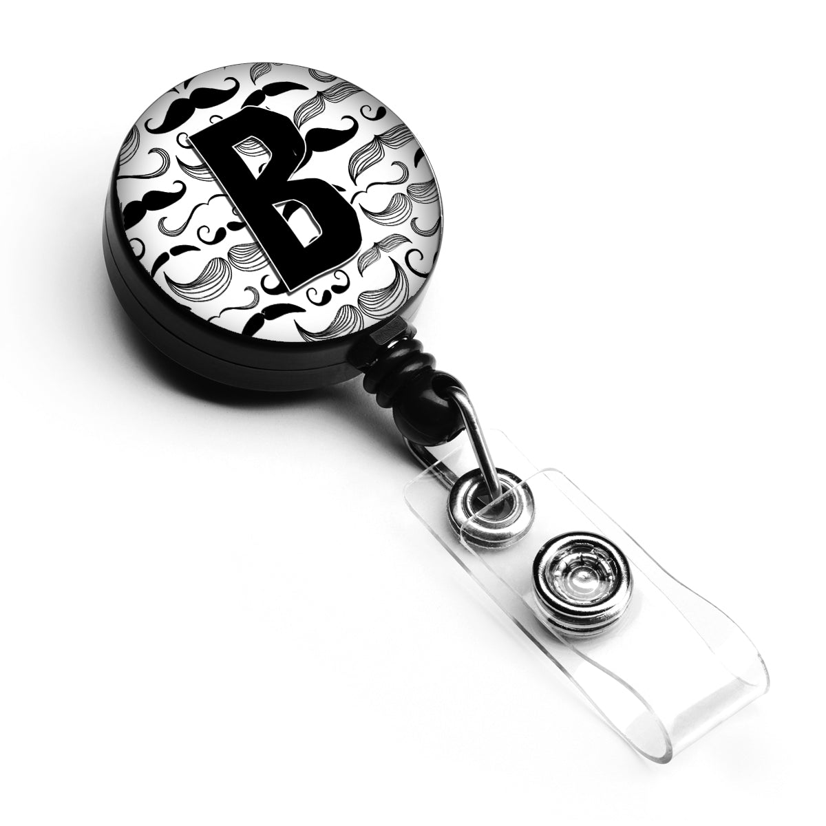 Letter B Moustache Initial Retractable Badge Reel CJ2009-BBR  the-store.com.