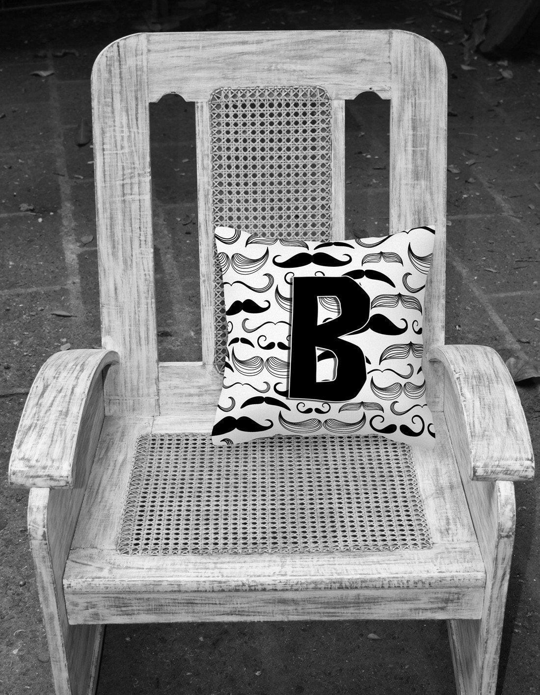 Letter B Moustache Initial Canvas Fabric Decorative Pillow CJ2009-BPW1414 by Caroline's Treasures