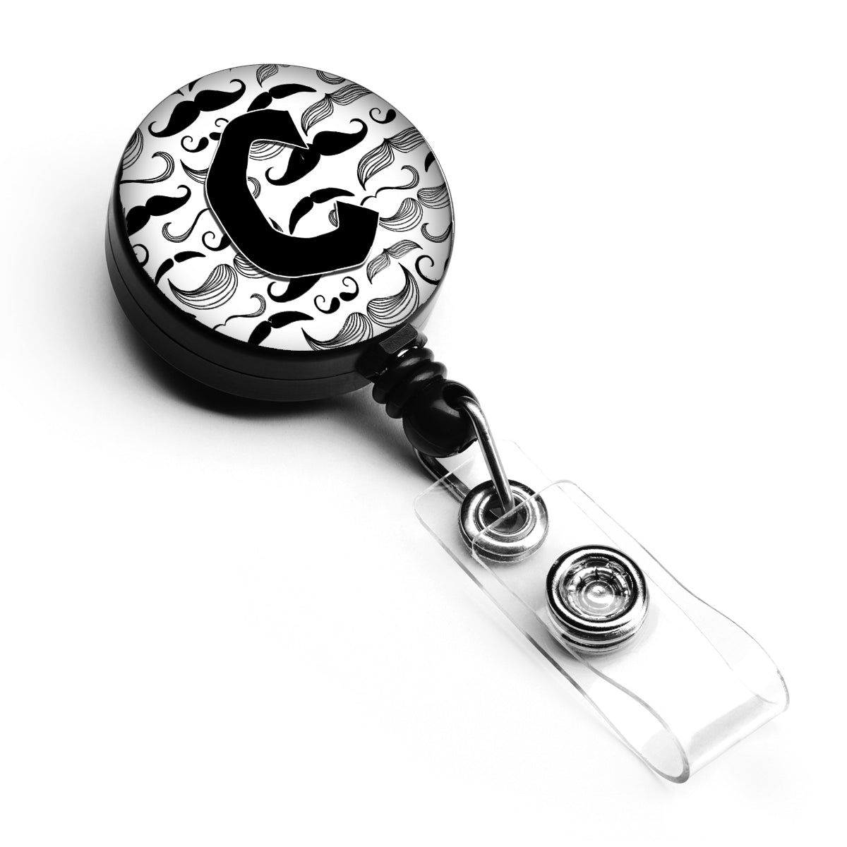 Letter C Moustache Initial Retractable Badge Reel CJ2009-CBR  the-store.com.