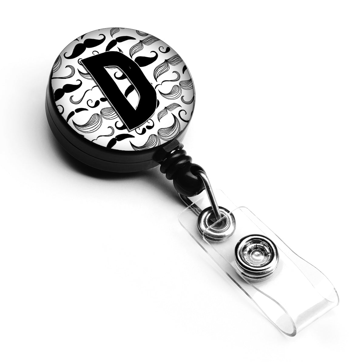 Letter D Moustache Initial Retractable Badge Reel CJ2009-DBR  the-store.com.