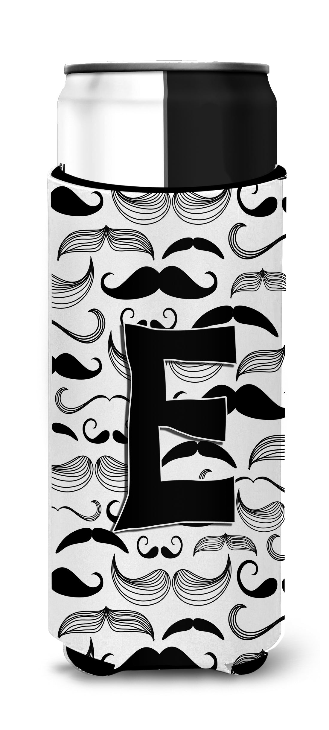 Letter E Moustache Initial Ultra Beverage Insulators for slim cans CJ2009-EMUK.