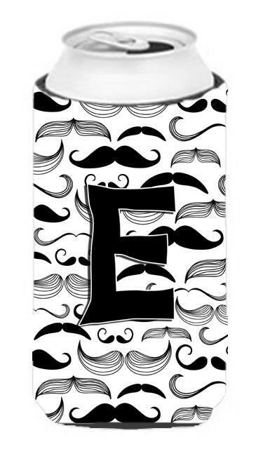 Letter E Moustache Initial Tall Boy Beverage Insulator Hugger CJ2009-ETBC by Caroline's Treasures