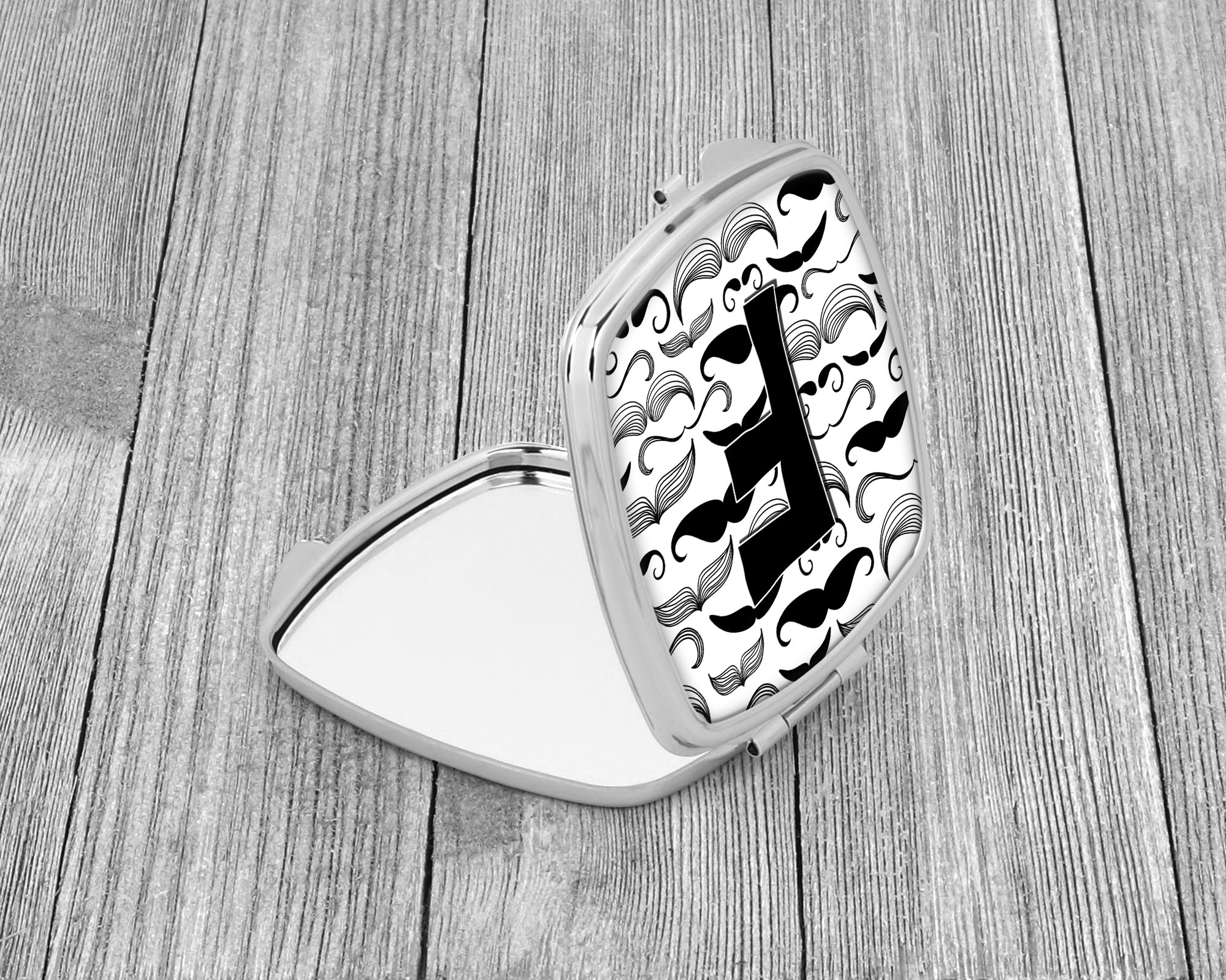 Letter F Moustache Initial Compact Mirror CJ2009-FSCM  the-store.com.