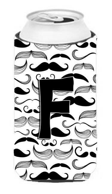 Letter F Moustache Initial Tall Boy Beverage Insulator Hugger CJ2009-FTBC by Caroline's Treasures