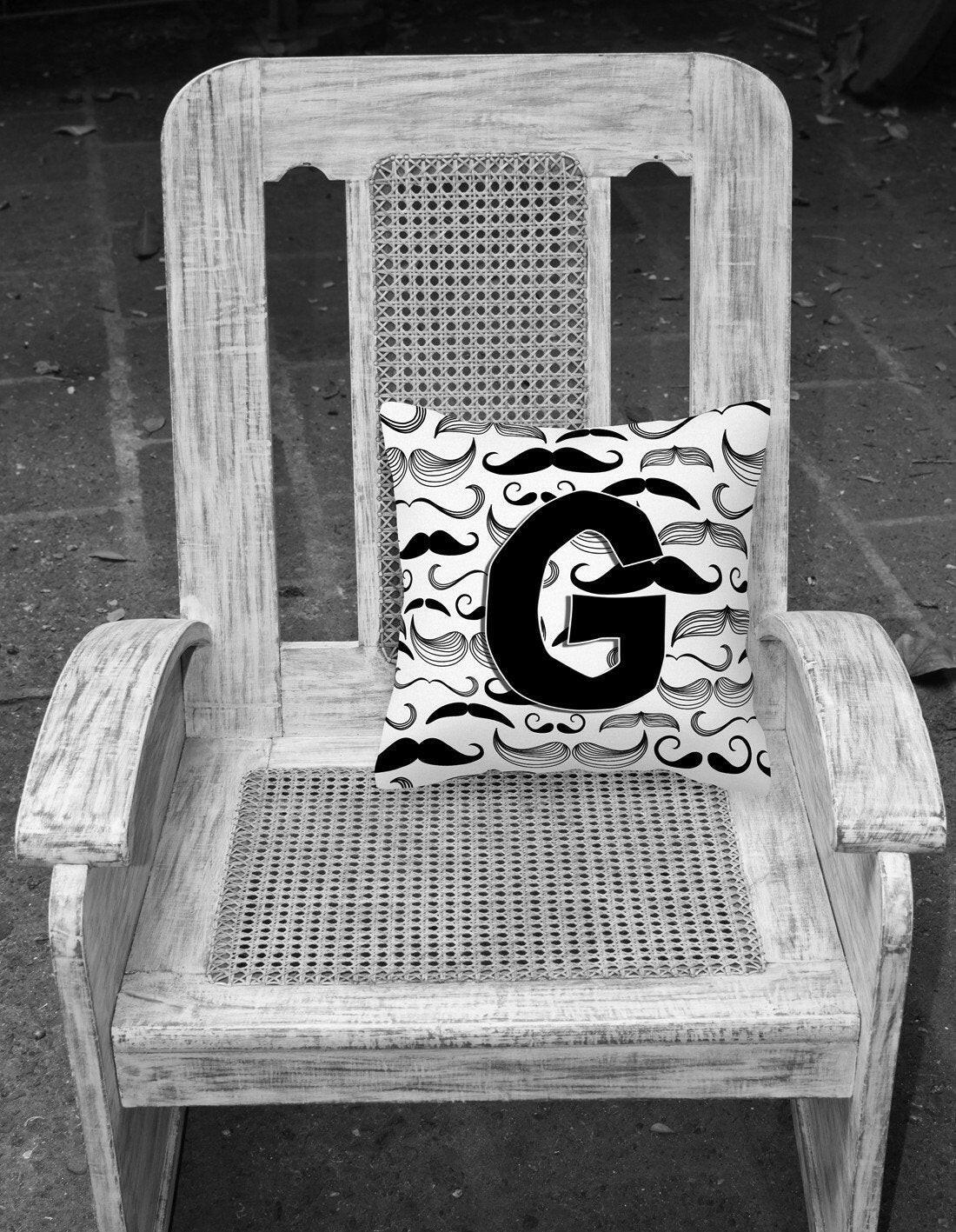 Letter G Moustache Initial Canvas Fabric Decorative Pillow CJ2009-GPW1414 by Caroline's Treasures