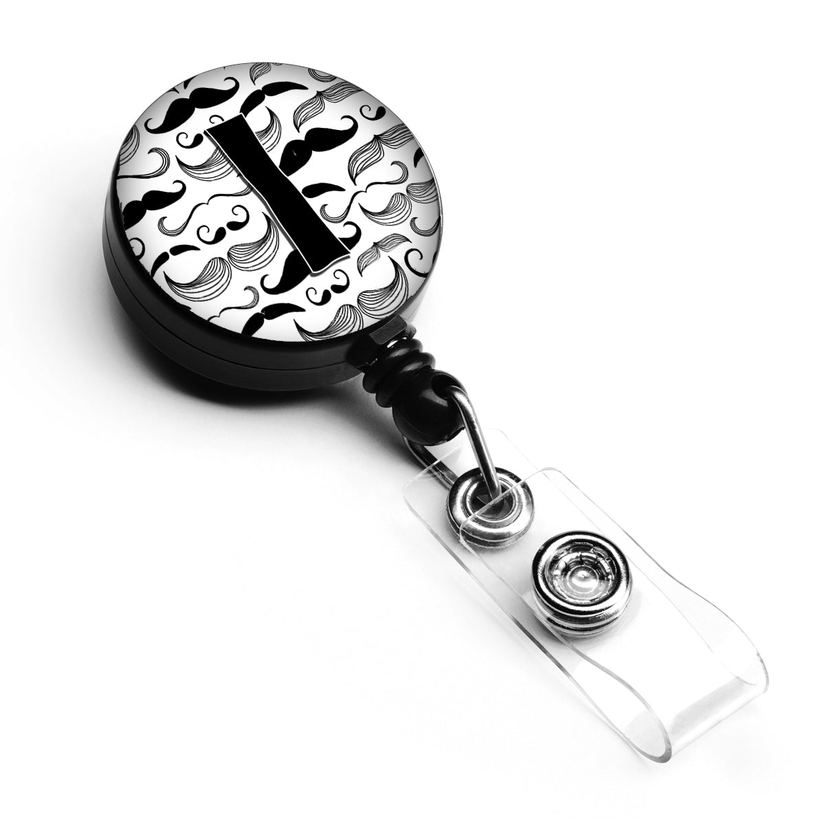 Letter I Moustache Initial Retractable Badge Reel CJ2009-IBR  the-store.com.