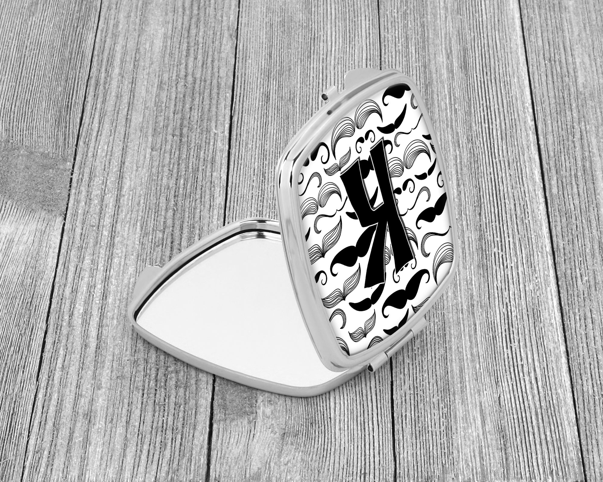 Letter K Moustache Initial Compact Mirror CJ2009-KSCM  the-store.com.