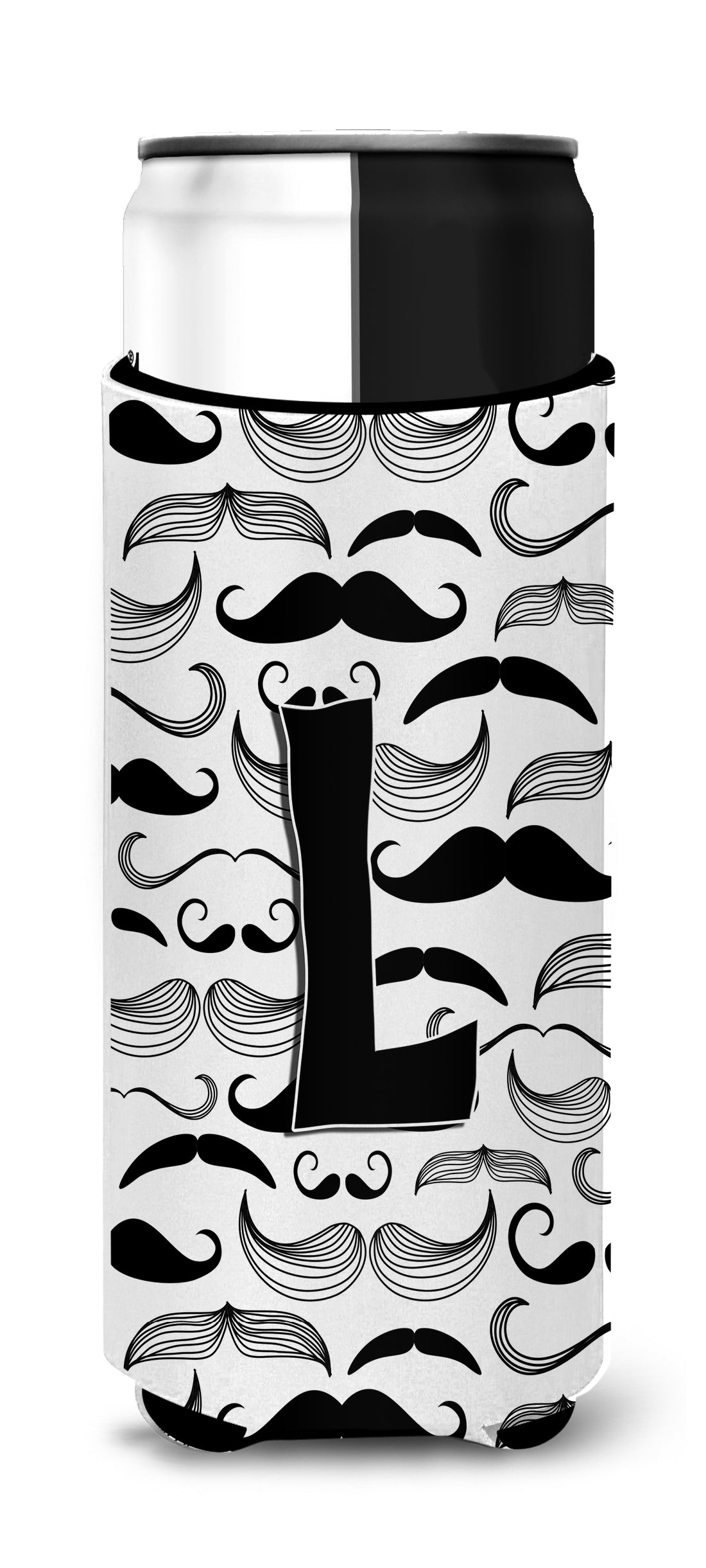 Letter L Moustache Initial Ultra Beverage Insulators for slim cans CJ2009-LMUK.