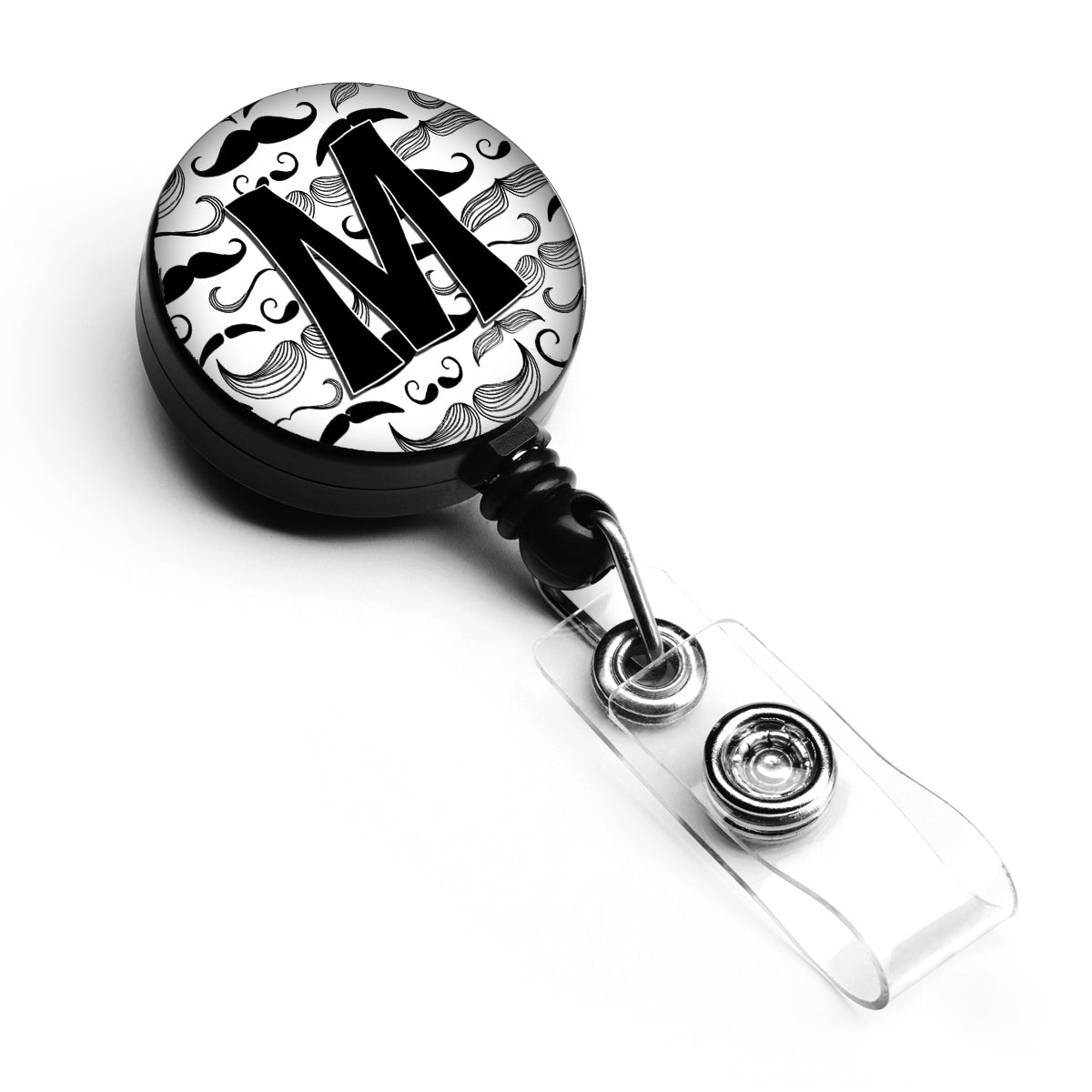 Letter M Moustache Initial Retractable Badge Reel CJ2009-MBR  the-store.com.