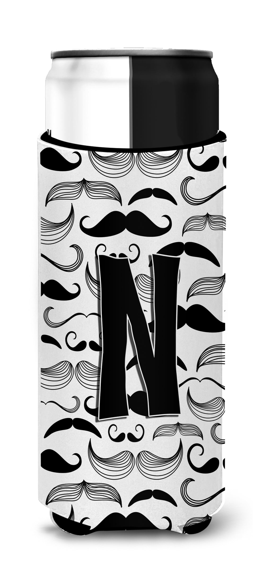 Letter N Moustache Initial Ultra Beverage Insulators for slim cans CJ2009-NMUK.