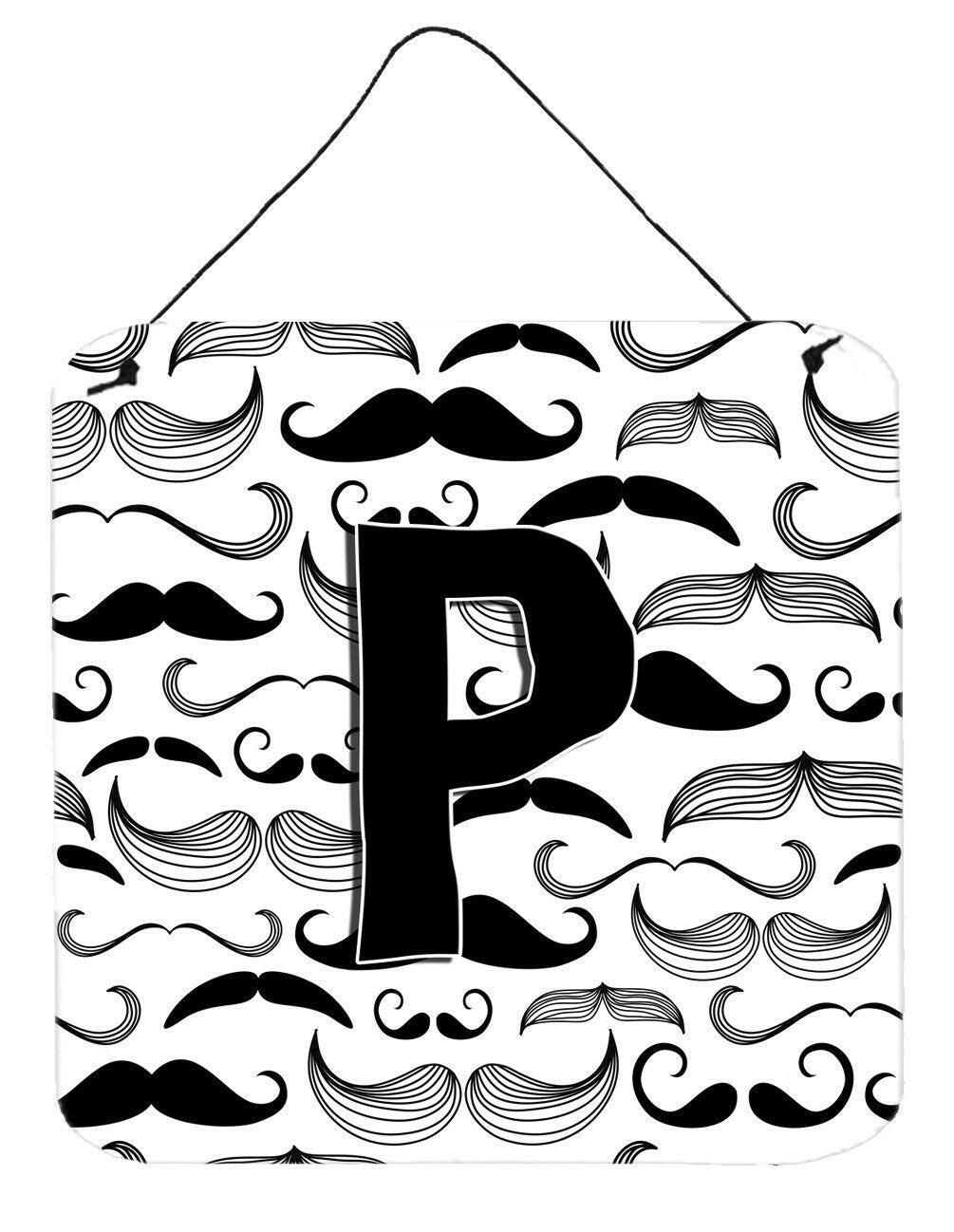 Letter P Moustache Initial Wall or Door Hanging Prints CJ2009-PDS66 by Caroline&#39;s Treasures