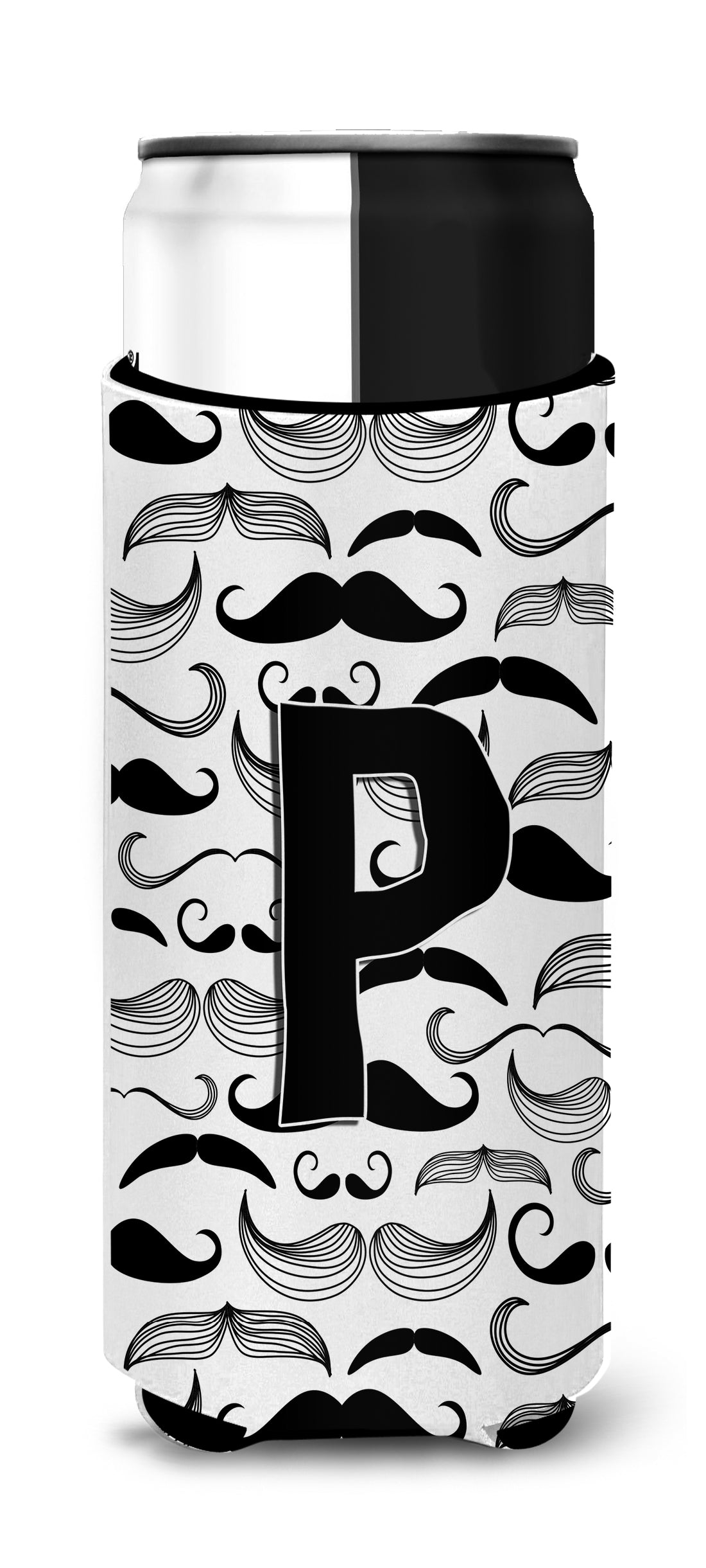 Letter P Moustache Initial Ultra Beverage Insulators for slim cans CJ2009-PMUK.