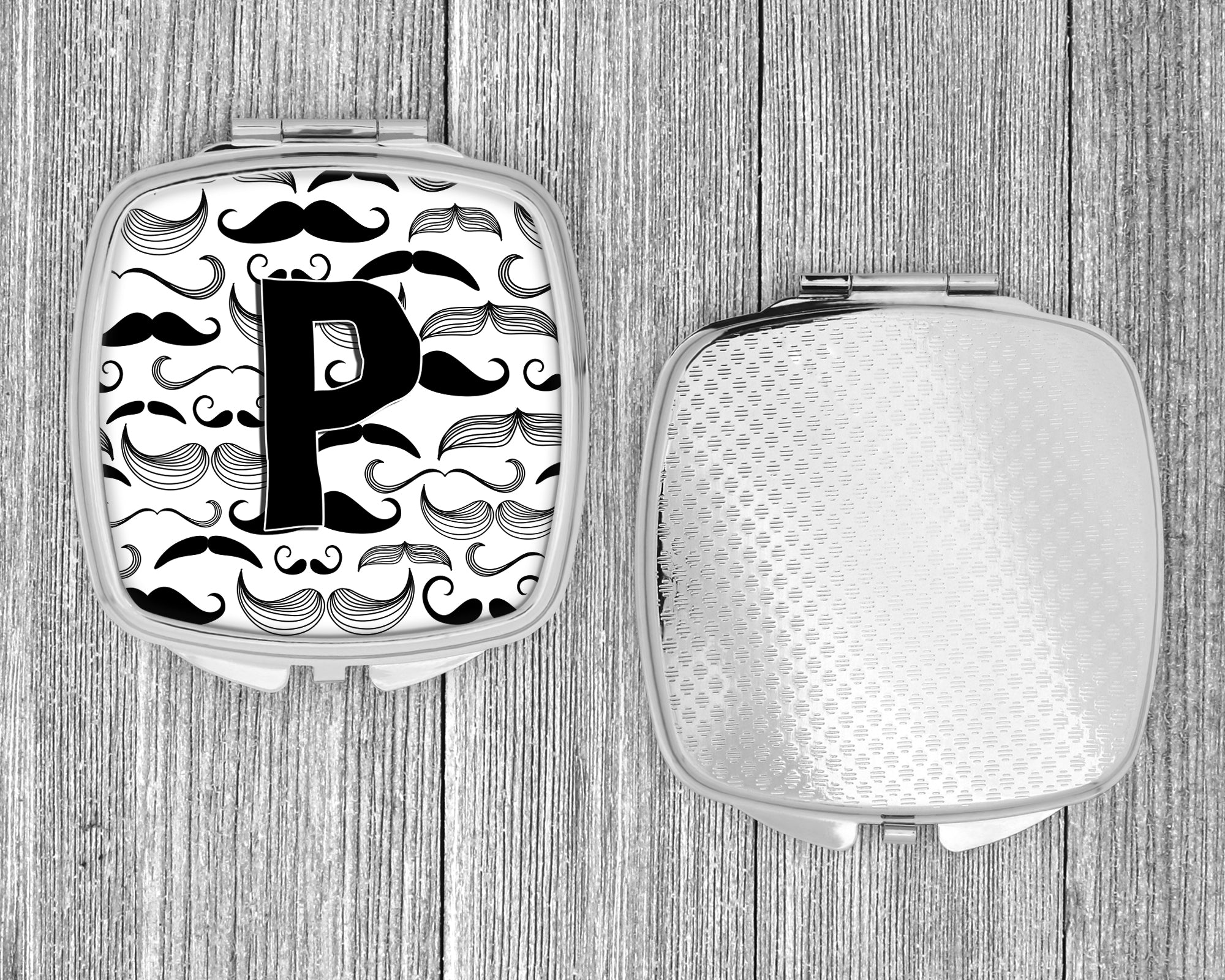 Letter P Moustache Initial Compact Mirror CJ2009-PSCM  the-store.com.