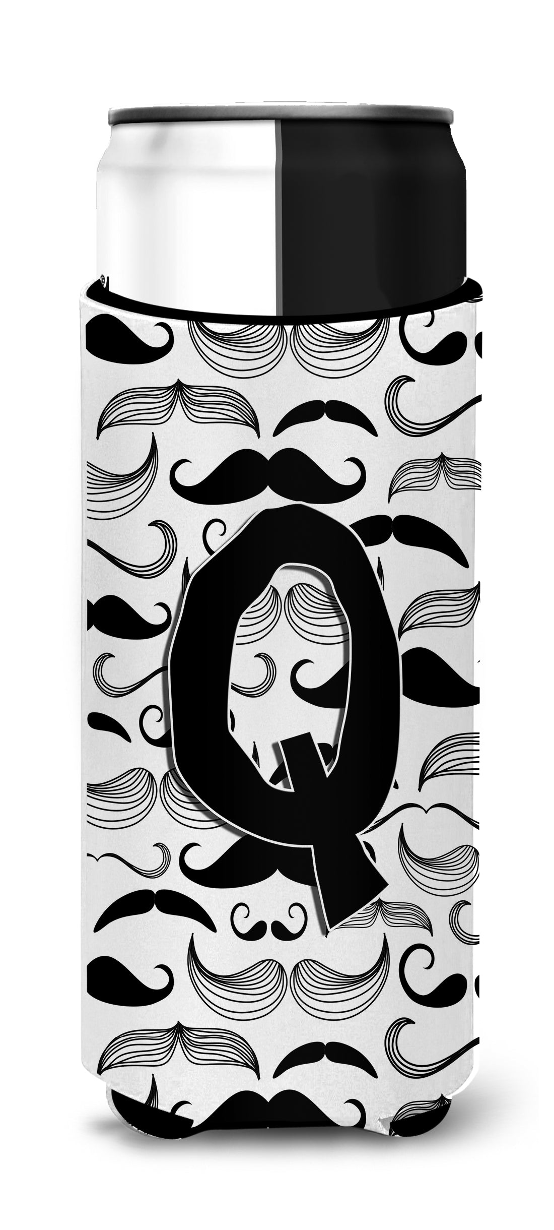 Letter Q Moustache Initial Ultra Beverage Insulators for slim cans CJ2009-QMUK.