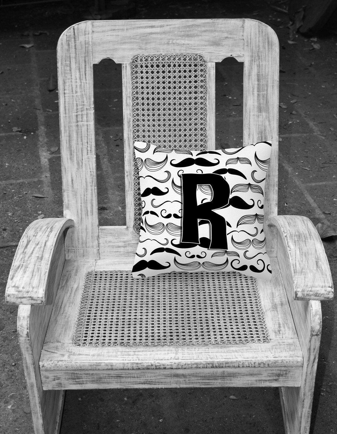 Letter R Moustache Initial Canvas Fabric Decorative Pillow CJ2009-RPW1414 by Caroline's Treasures