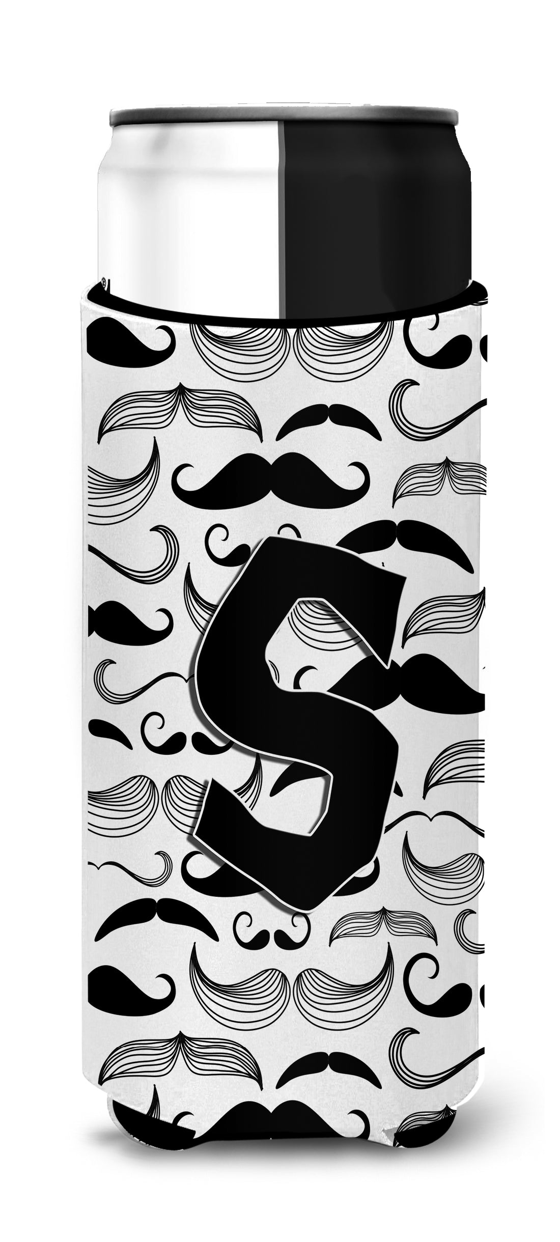 Letter S Moustache Initial Ultra Beverage Insulators for slim cans CJ2009-SMUK.