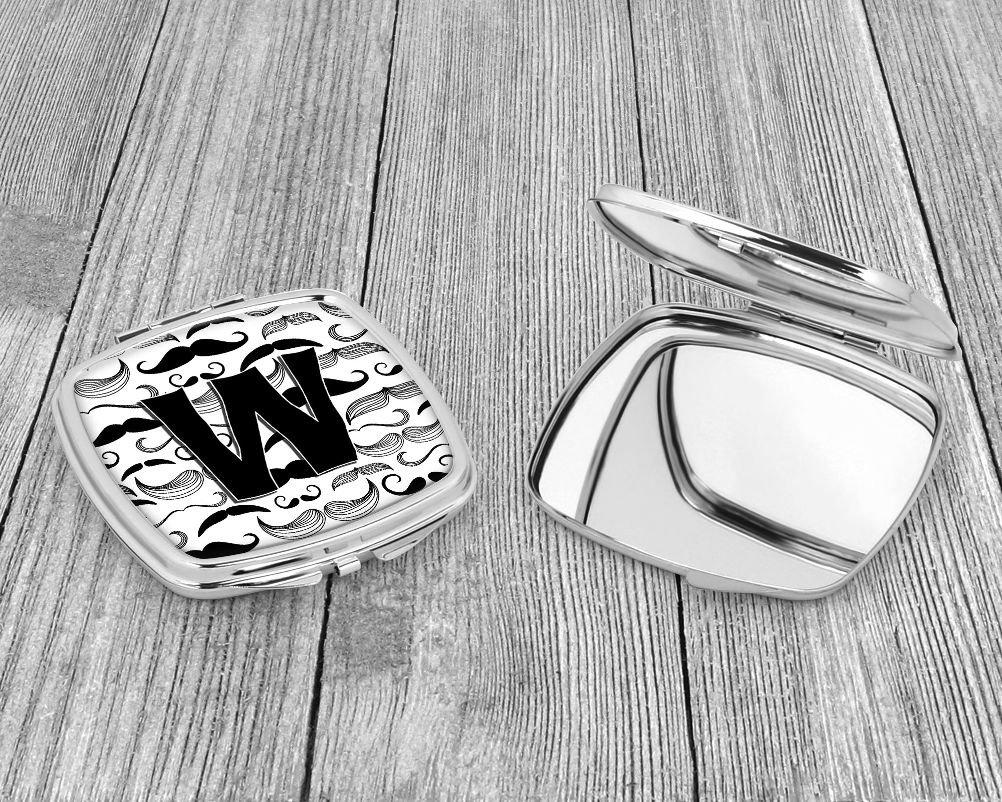 Letter W Moustache Initial Compact Mirror CJ2009-WSCM  the-store.com.