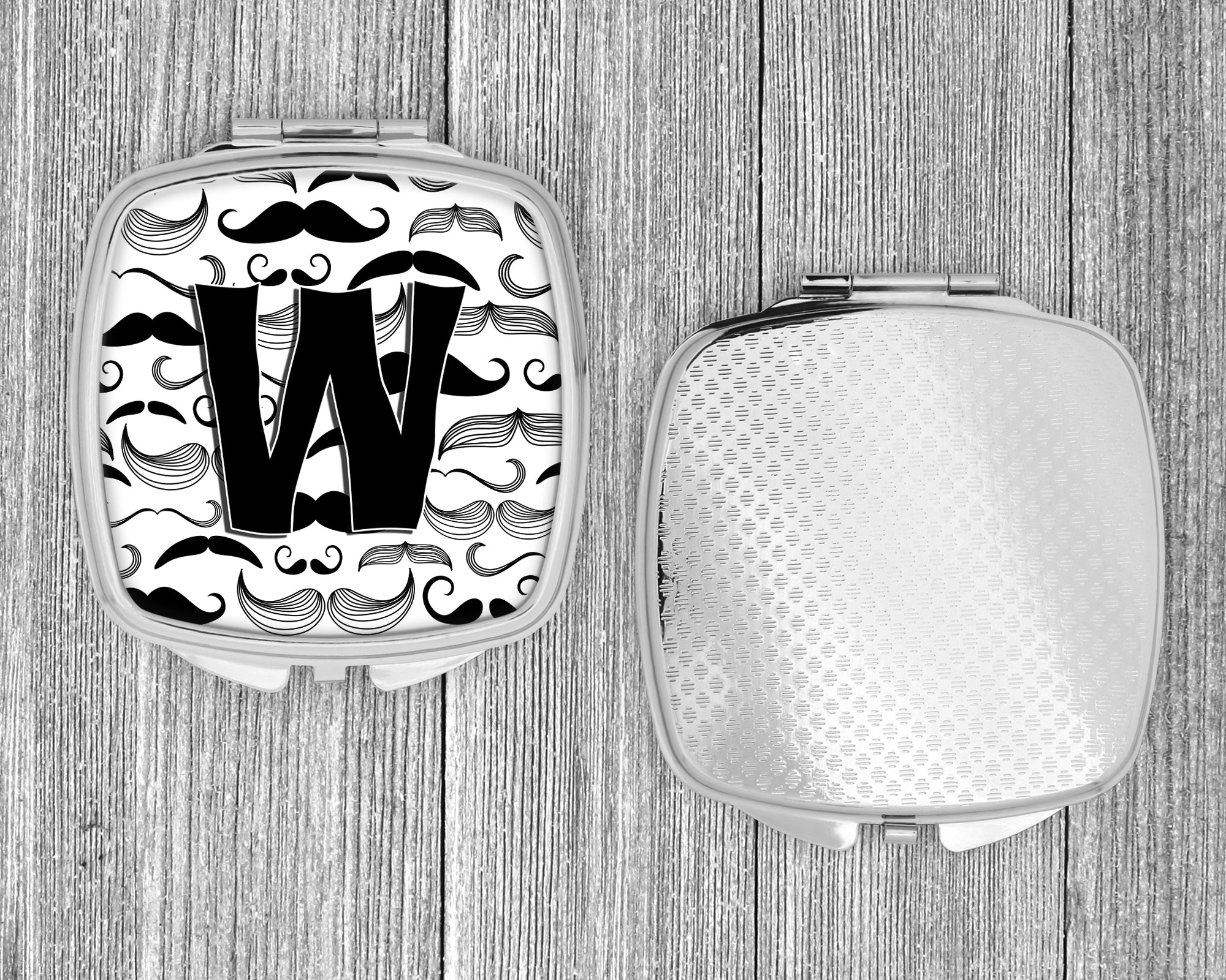 Letter W Moustache Initial Compact Mirror CJ2009-WSCM  the-store.com.