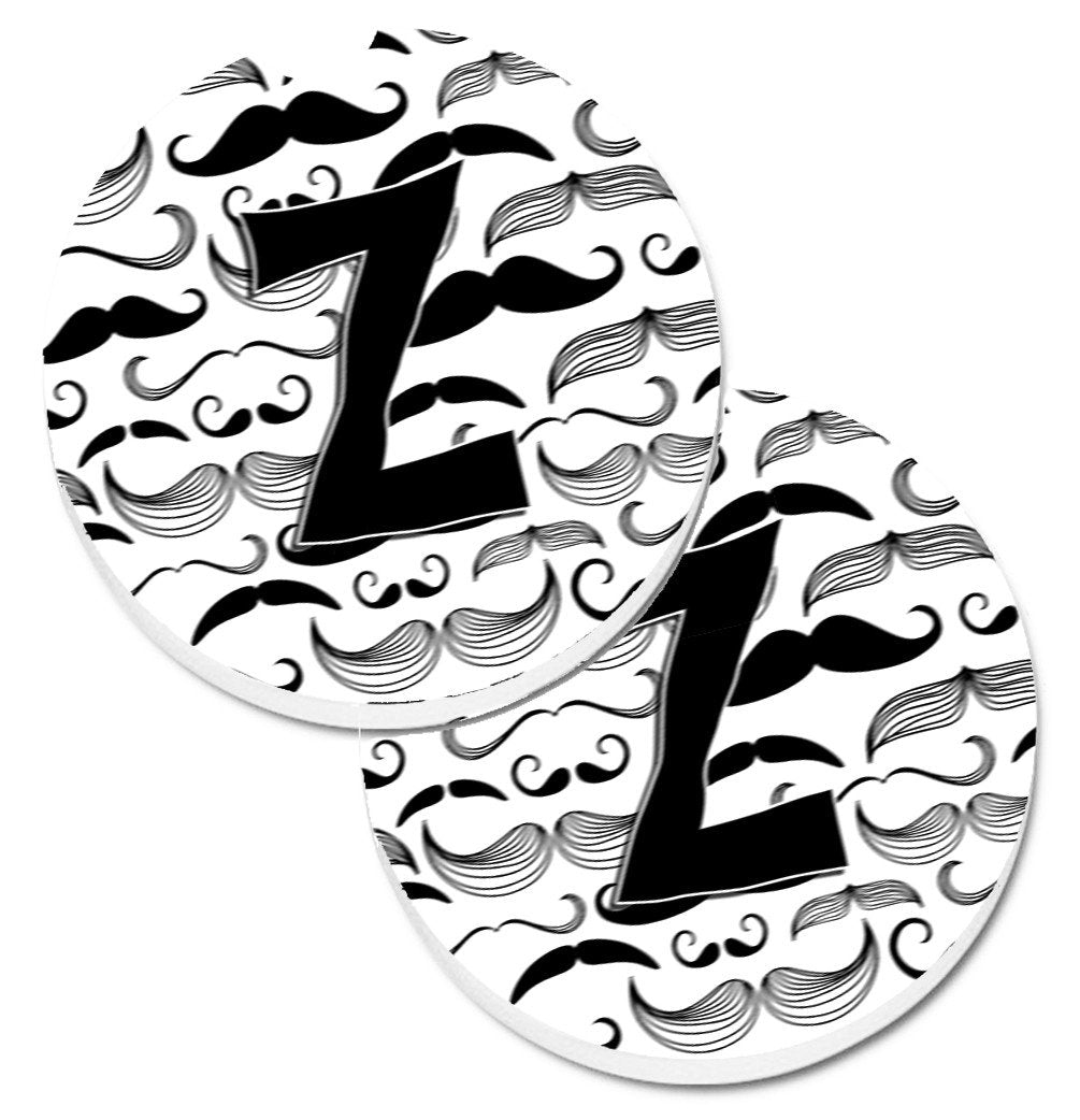 Letter Z Moustache Initial Set of 2 Cup Holder Car Coasters CJ2009-ZCARC by Caroline&#39;s Treasures