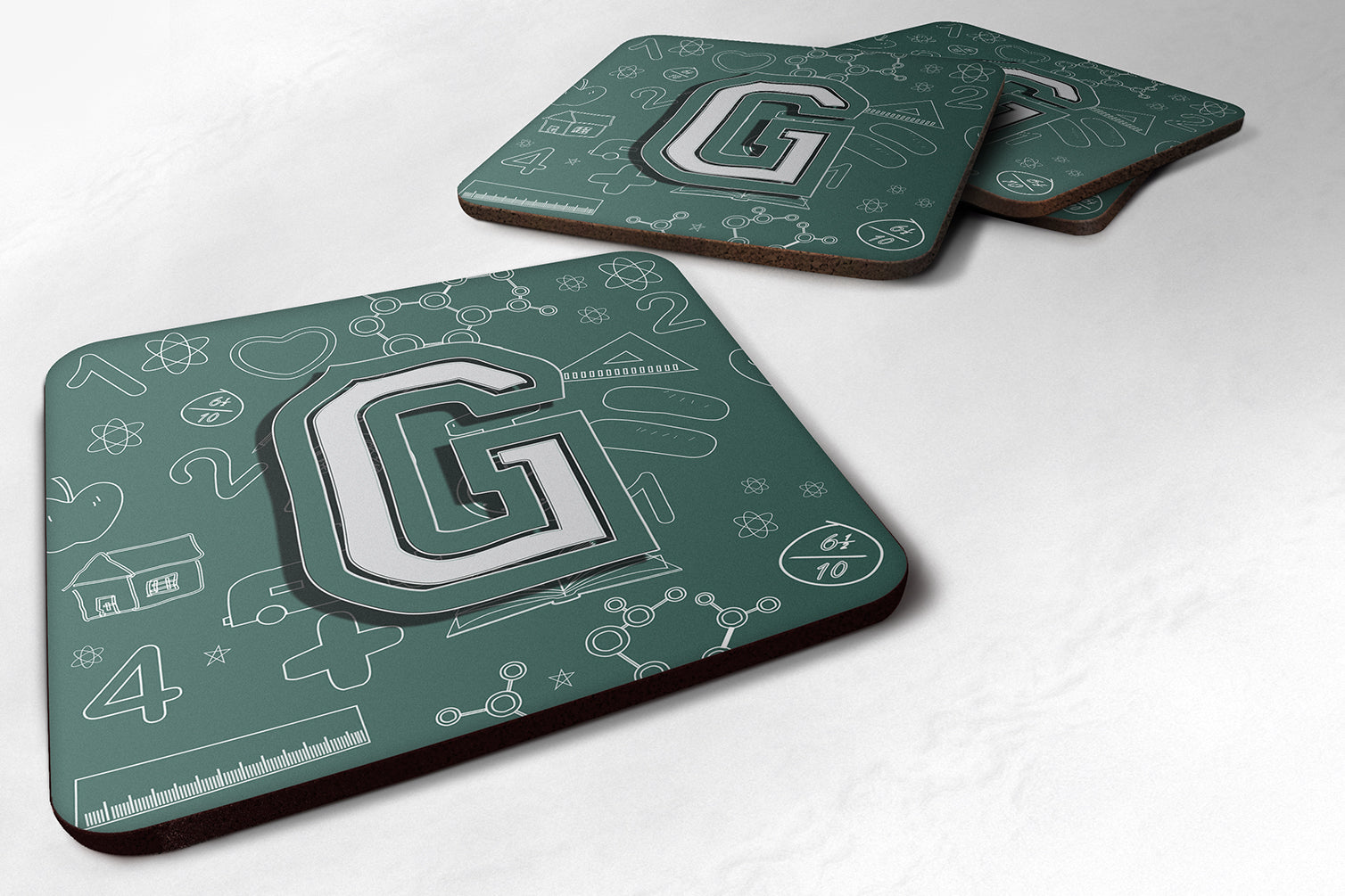 Set of 4 Letter G Back to School Initial Foam Coasters CJ2010-GFC - the-store.com