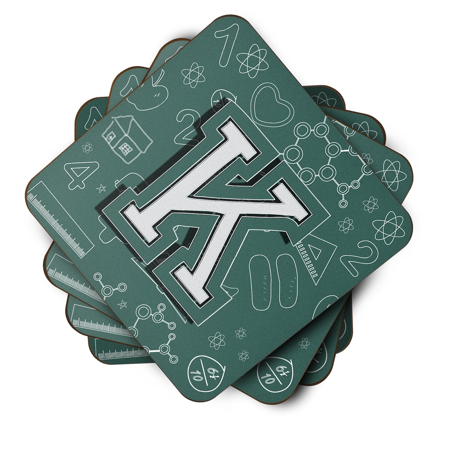 Set of 4 Letter K Back to School Initial Foam Coasters CJ2010-KFC - the-store.com