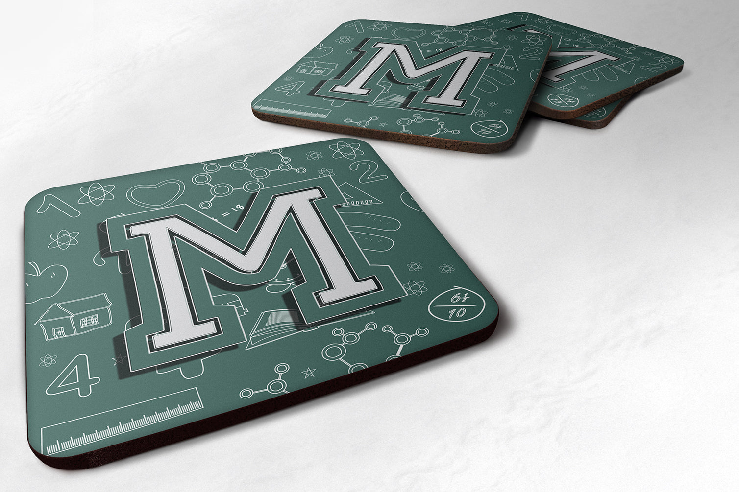 Set of 4 Letter M Back to School Initial Foam Coasters CJ2010-MFC - the-store.com