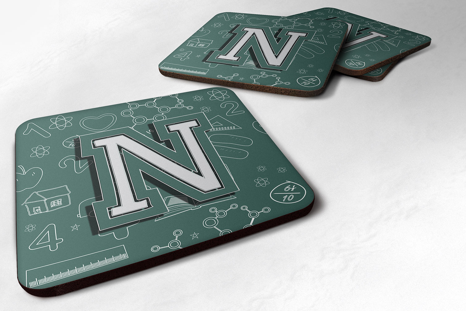 Set of 4 Letter N Back to School Initial Foam Coasters CJ2010-NFC - the-store.com