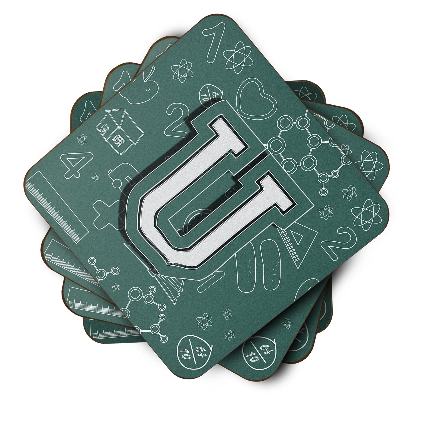 Set of 4 Letter U Back to School Initial Foam Coasters CJ2010-UFC - the-store.com