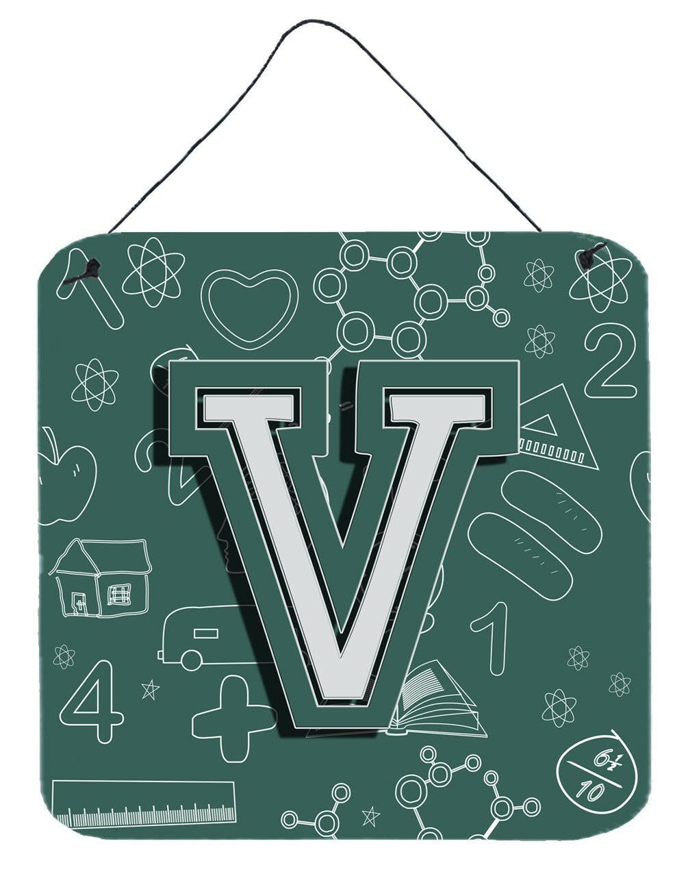 Letter V Back to School Initial Wall or Door Hanging Prints CJ2010-VDS66 by Caroline's Treasures