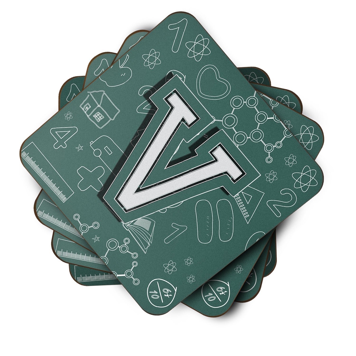 Set of 4 Letter V Back to School Initial Foam Coasters CJ2010-VFC - the-store.com