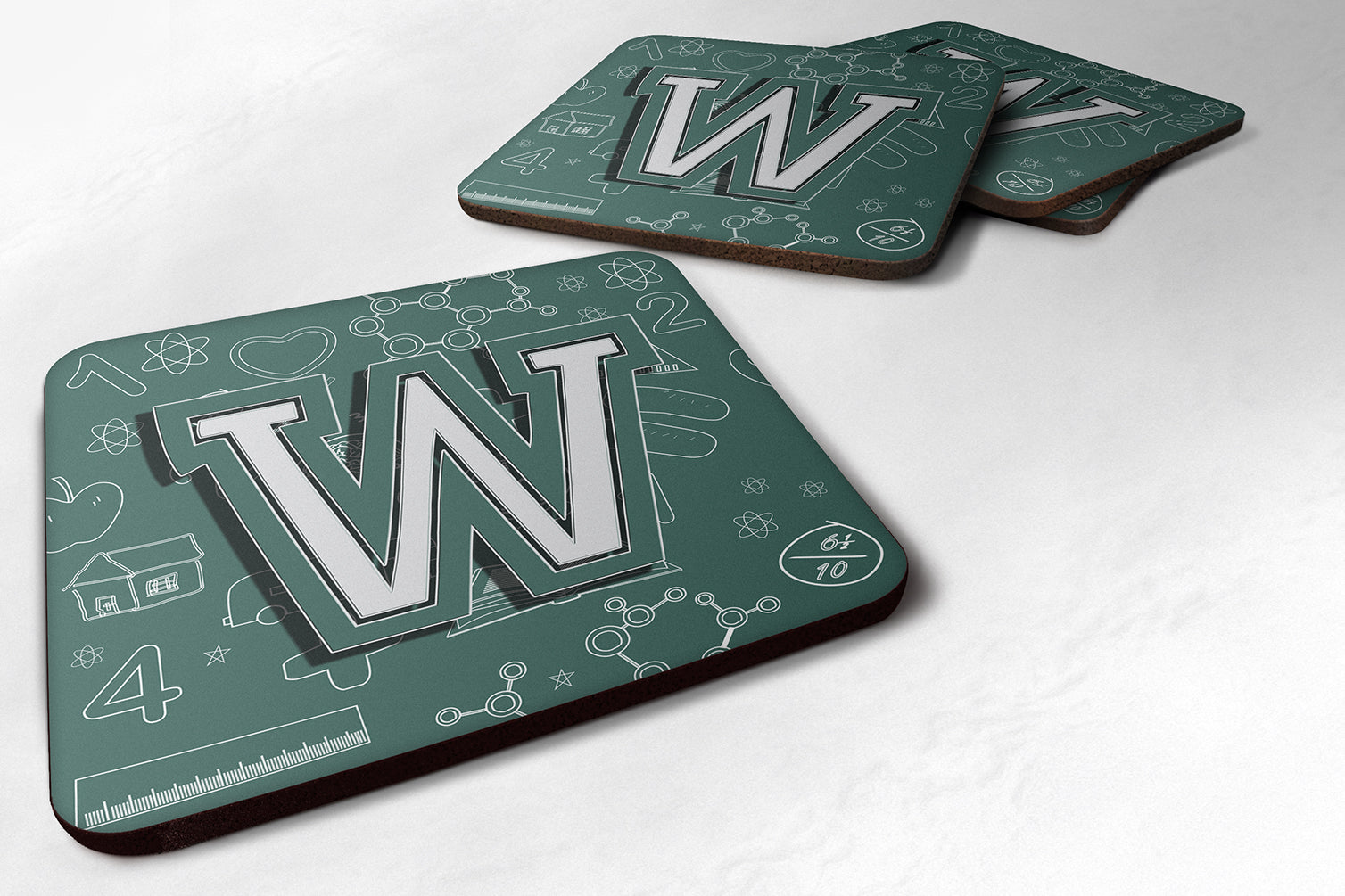 Set of 4 Letter W Back to School Initial Foam Coasters CJ2010-WFC - the-store.com